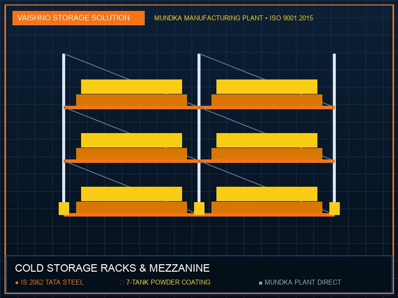 Cold Storage Racks & Mezzanine Manufacturer Mundka Delhi | Vaishno Storage Solution